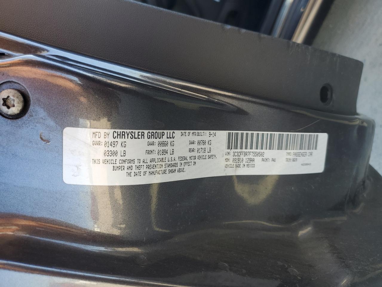 2015 Fiat 500 VIN 3C3CFFBR7FT550502 Copart auction photo, undercarriage damage thumbnail 14