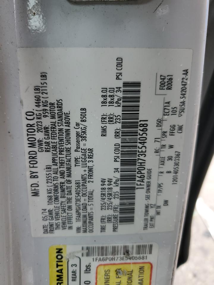 2014 Ford Fusion VIN 1FA6P0H73E5405681 Copart auction photo, front end / side damage thumbnail 12