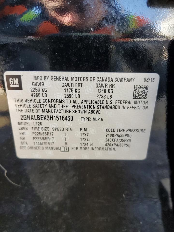 2017 Chevrolet Equinox VIN 2GNALBEK3H1516460 Copart auction photo, front end damage thumbnail 14