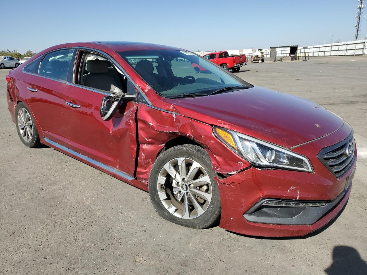 2016 Hyundai Sonata VIN 5NPE34AF2GH360567 Copart auction photo, side / rear end damage thumbnail 4