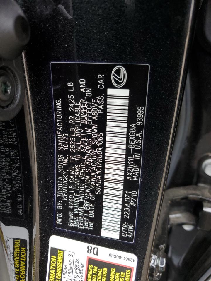 2024 Lexus ES VIN 58ADA1C17RU041065 Copart auction photo, front end damage thumbnail 14