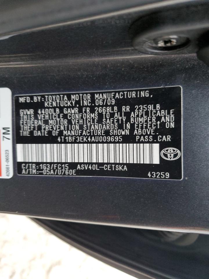 2010 Toyota Camry VIN 4T1BF3EK4AU009695 Copart auction photo, rear end / minor dent/scratches damage thumbnail 14