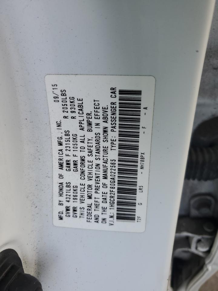 2016 Honda Accord VIN 1HGCR2F80GA022565 Copart auction photo, front end / side damage thumbnail 14