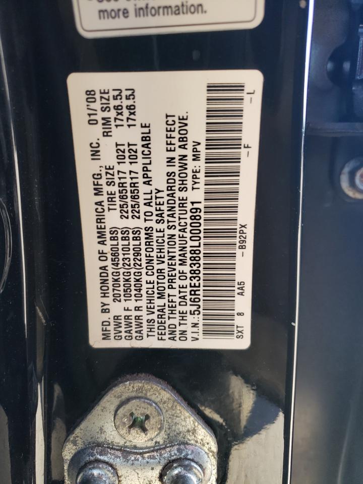 2008 Honda CR-V VIN 5J6RE38388L000891 Copart auction photo, front end damage thumbnail 13