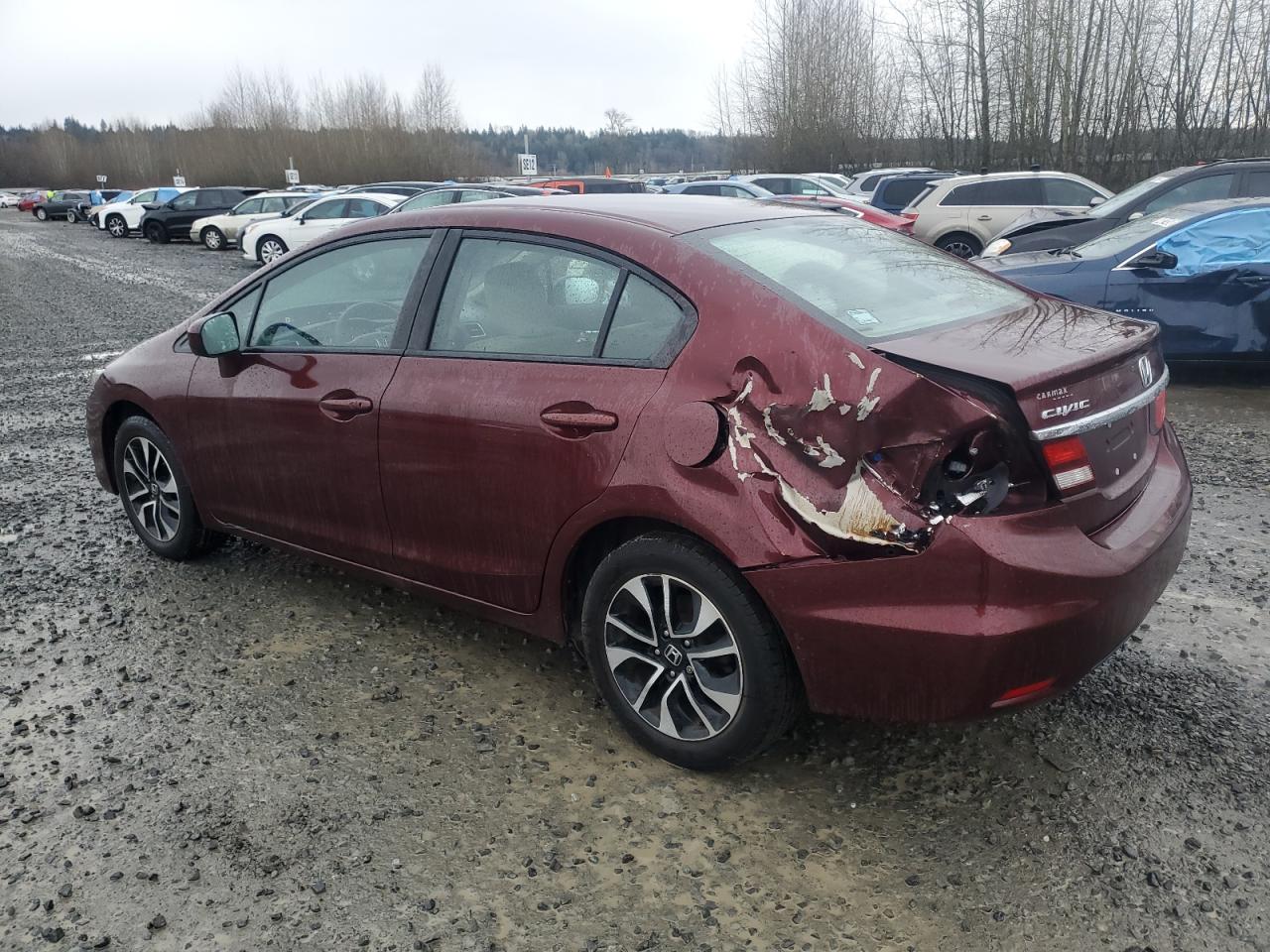 2015 Honda Civic VIN 19XFB2F87FE703057 Copart auction photo, rear end damage thumbnail 2