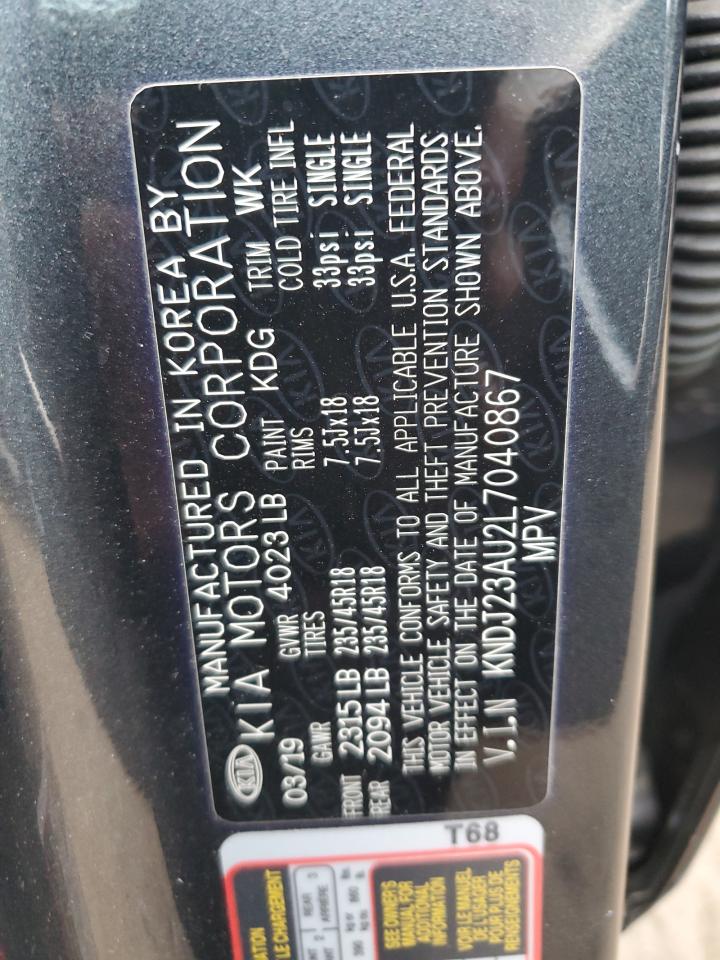 2020 KIA Soul VIN KNDJ23AU2L7040867 Copart auction photo, all over / stripped damage thumbnail 12