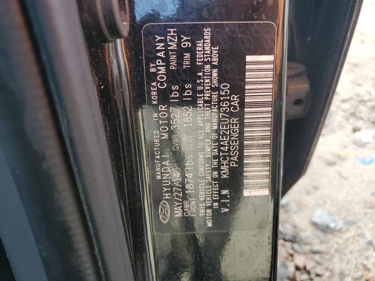 2014 Hyundai Accent VIN KMHCT4AE2EU736150 Copart auction photo, front end damage thumbnail 13