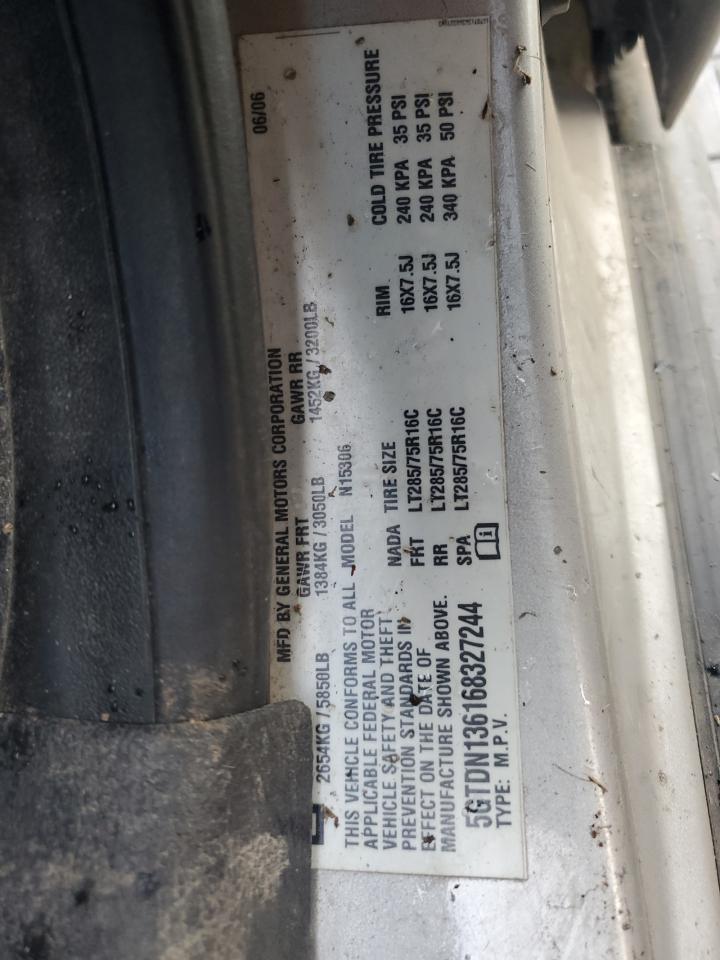 2006 Hummer H3 VIN 5GTDN136168327244 Copart auction photo, front end damage thumbnail 13