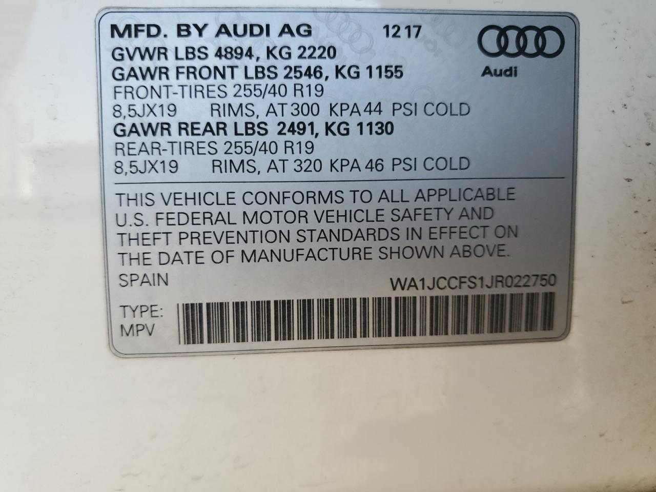 2018 Audi Q3 VIN WA1JCCFS1JR022750 Copart auction photo, front end damage thumbnail 13