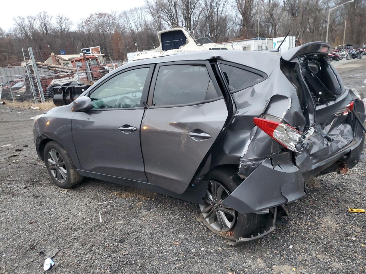 2014 Hyundai Tucson VIN KM8JTCAF1EU950668 Copart auction photo, rear end / side damage thumbnail 2