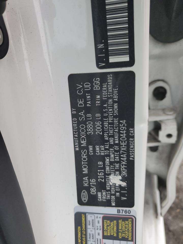 2017 KIA Forte VIN 3KPFK4A7XHE044954 Copart auction photo, front end damage thumbnail 14