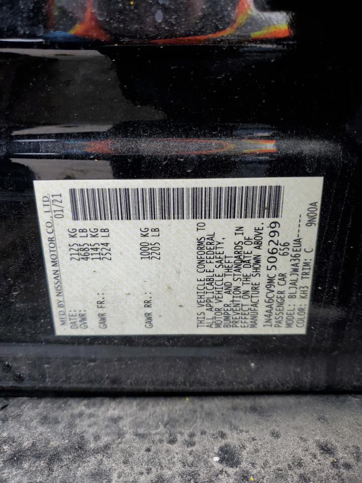 2021 Nissan Maxima VIN 1N4AA6CV9MC506299 Copart auction photo, front end / vandalism damage thumbnail 13