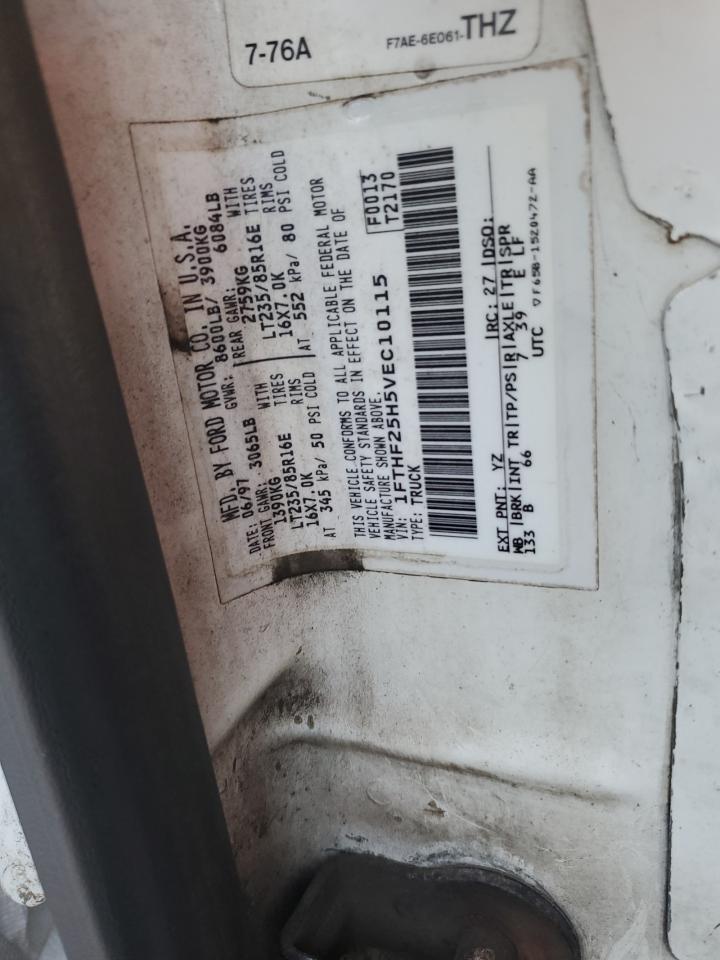 1997 Ford F250 VIN 1FTHF25H5VEC10115 Copart auction photo, front end / minor dent/scratches damage thumbnail 12