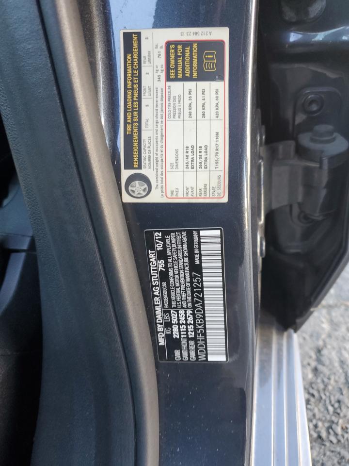 2013 Mercedes-Benz E-klasse VIN WDDHF5KB9DA721257 Copart auction photo, front end / mechanical damage thumbnail 12