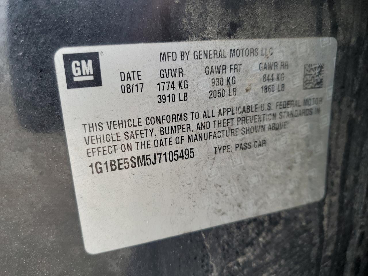 2018 Chevrolet Cruze VIN 1G1BE5SM5J7105495 Copart auction photo, front end damage thumbnail 14