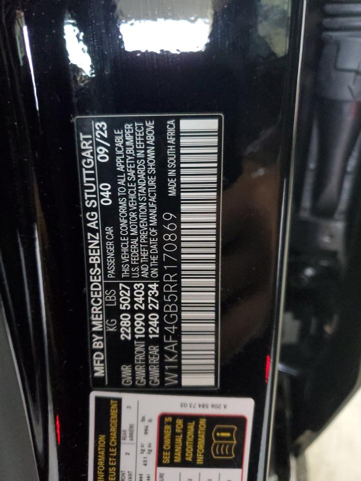 2024 Mercedes-Benz C-klasse VIN W1KAF4GB5RR170869 Copart auction photo, front end damage thumbnail 13