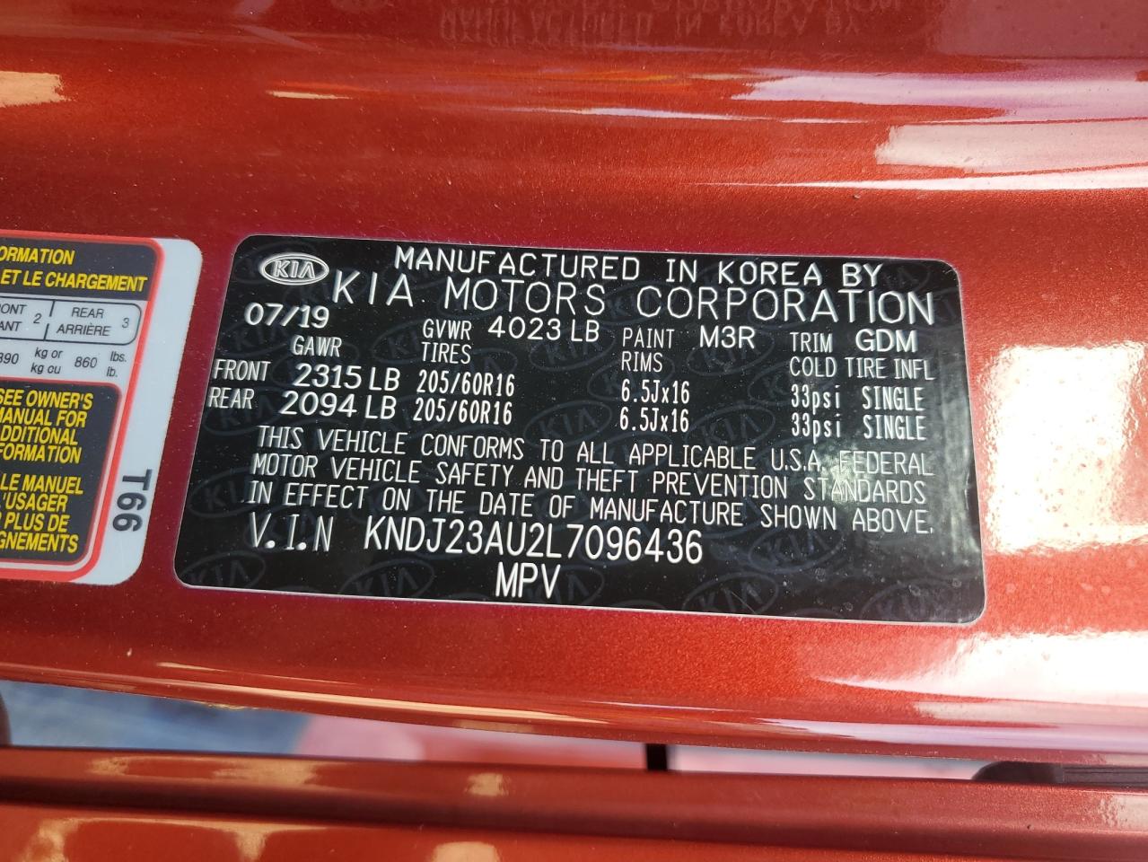 2020 KIA Soul VIN KNDJ23AU2L7096436 Copart auction photo, water/flood / rear end damage thumbnail 14