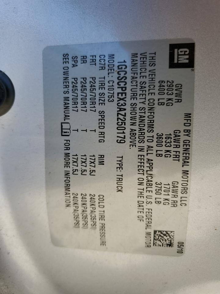 2010 Chevrolet Silverado VIN 1GCSCPEX3AZ250179 Copart auction photo, mechanical / minor dent/scratches damage thumbnail 13