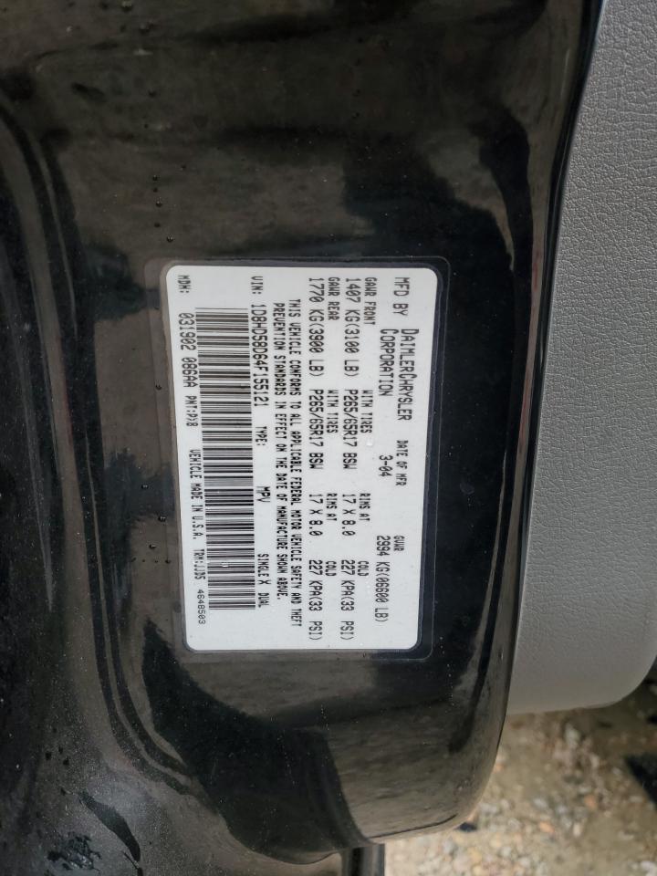 2004 Dodge Durango VIN 1D8HD58D64F155121 Copart auction photo, rear end damage thumbnail 15