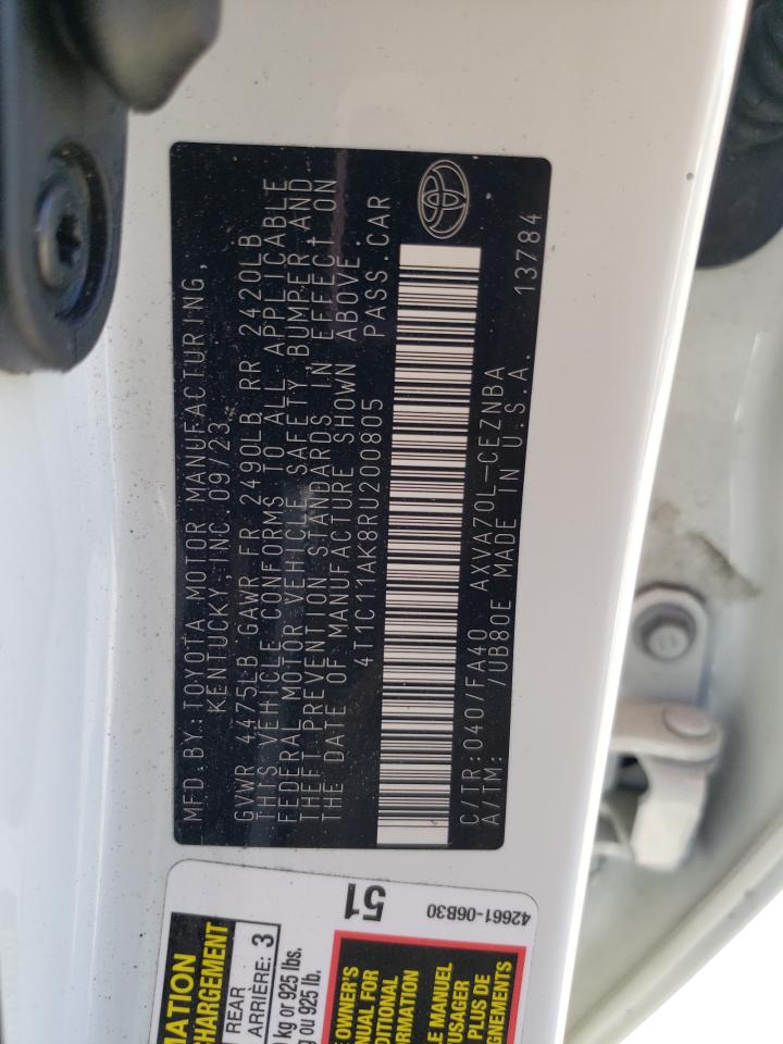 2024 Toyota Camry VIN 4T1C11AK8RU200805 Copart auction photo, undercarriage / front end damage thumbnail 14