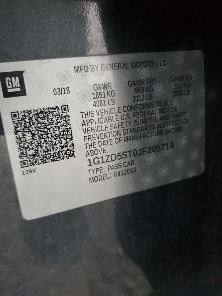 2018 Chevrolet Malibu VIN 1G1ZD5ST0JF205714 Copart auction photo, front end damage thumbnail 13