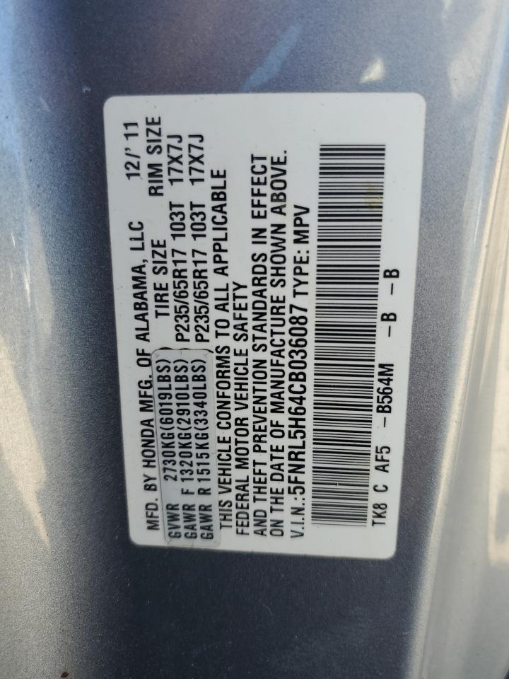 2012 Honda Odyssey VIN 5FNRL5H64CB036087 Copart auction photo, mechanical / minor dent/scratches damage thumbnail 14