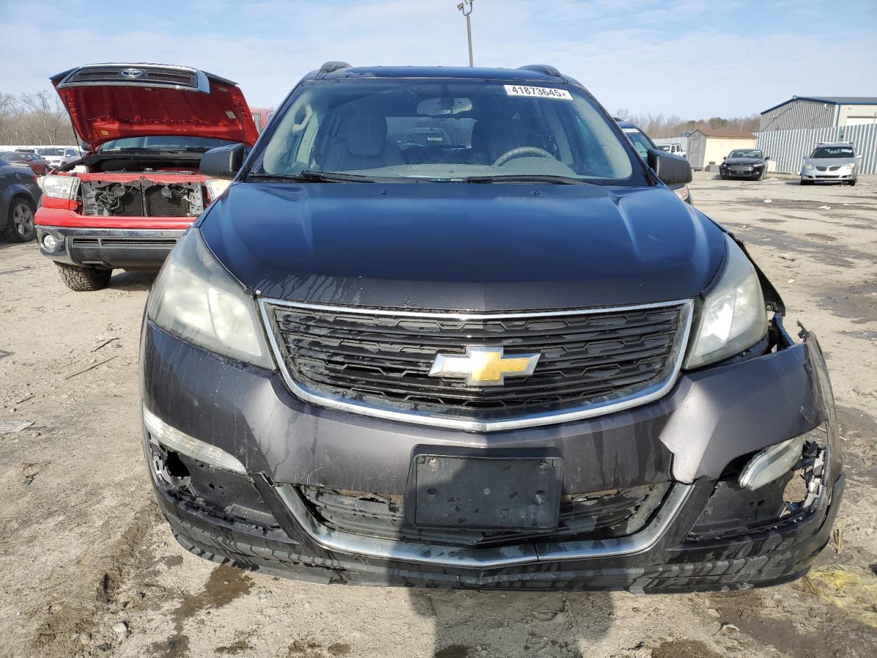 2014 Chevrolet Traverse VIN 1GNKVFKDXEJ297588 Copart auction photo, front end / side damage thumbnail 5