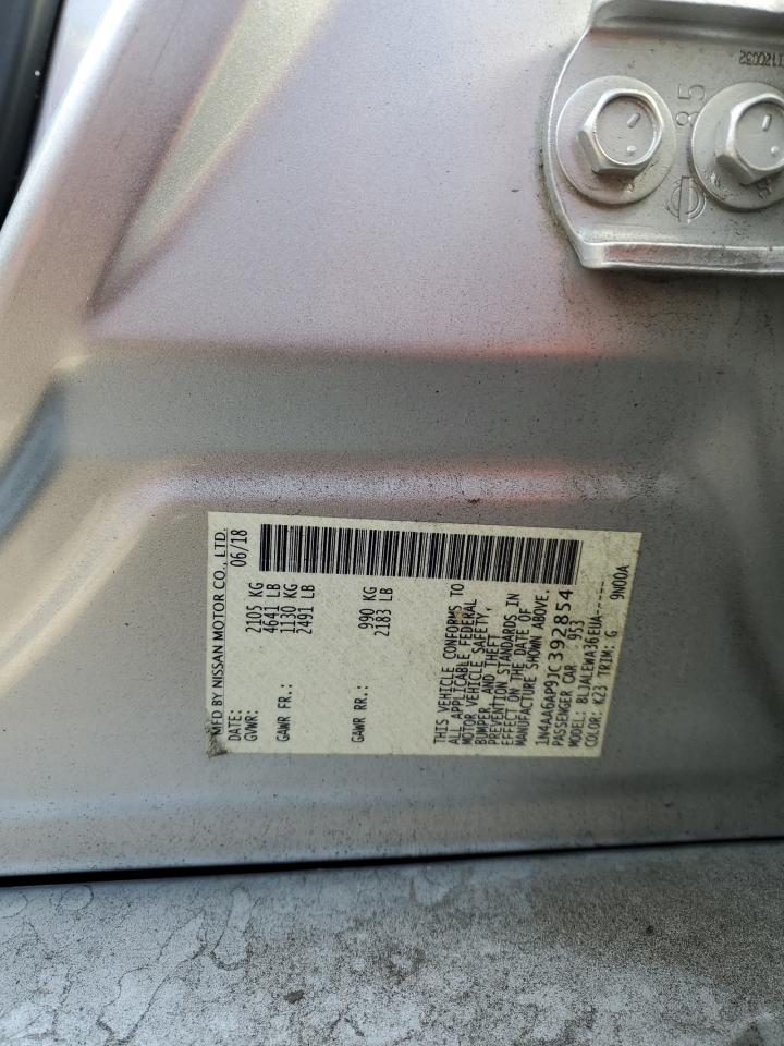 2018 Nissan Maxima VIN 1N4AA6AP9JC392854 Copart auction photo, front end damage thumbnail 12