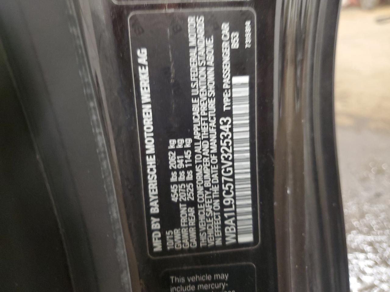 2016 BMW 2er VIN WBA1L9C57GV325343 Copart auction photo, front end damage thumbnail 13