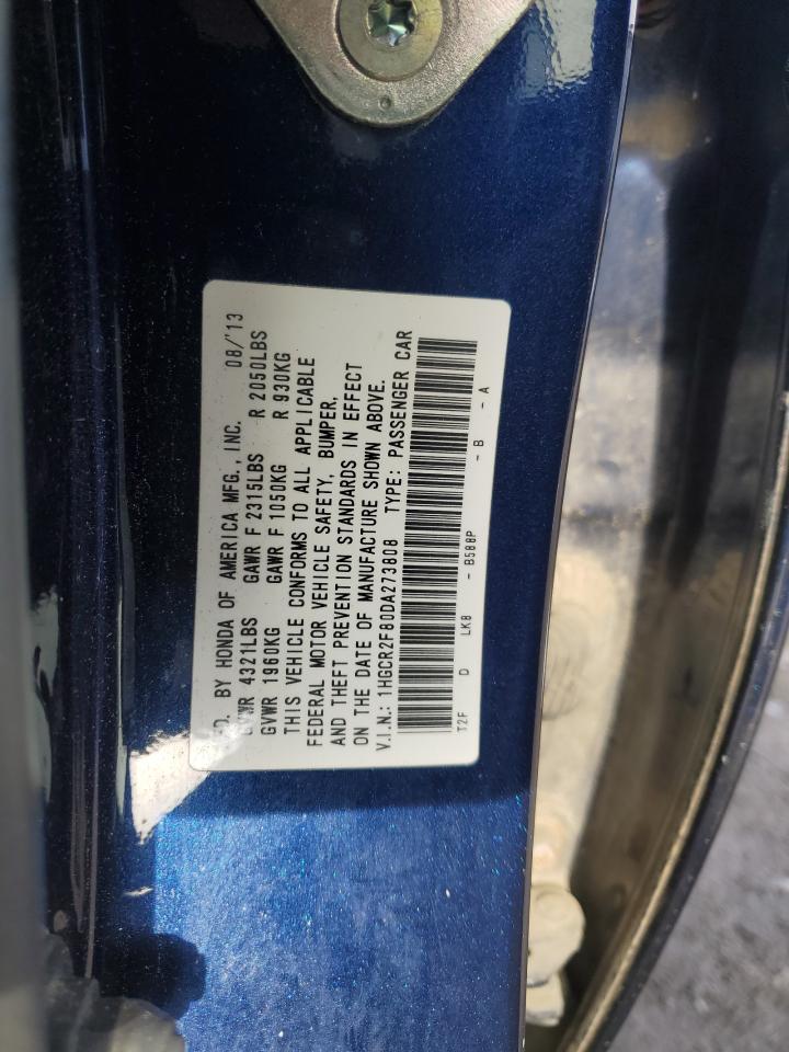 2013 Honda Accord VIN 1HGCR2F80DA273808 Copart auction photo, rear end / minor dent/scratches damage thumbnail 13