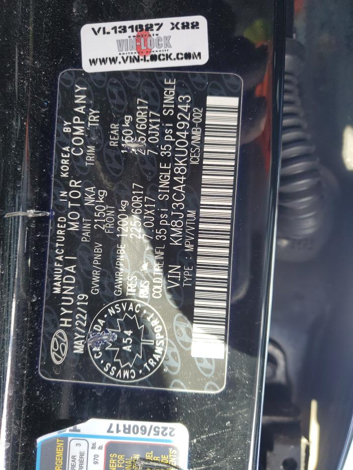 2019 Hyundai Tucson VIN KM8J3CA48KU049243 Copart auction photo, front end damage thumbnail 12
