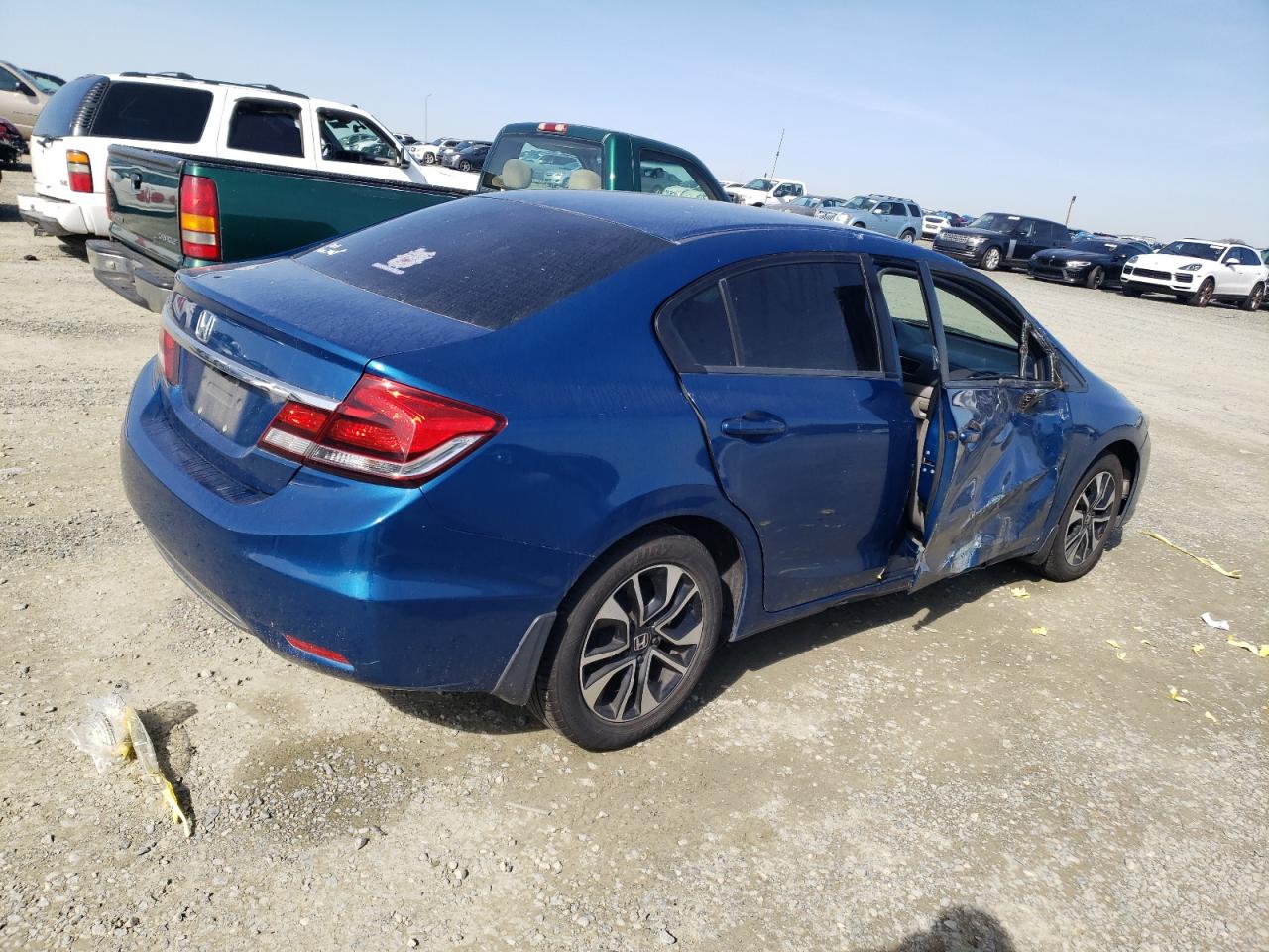 2015 Honda Civic VIN 2HGFB2F54FH516550 Copart auction photo, side damage thumbnail 3