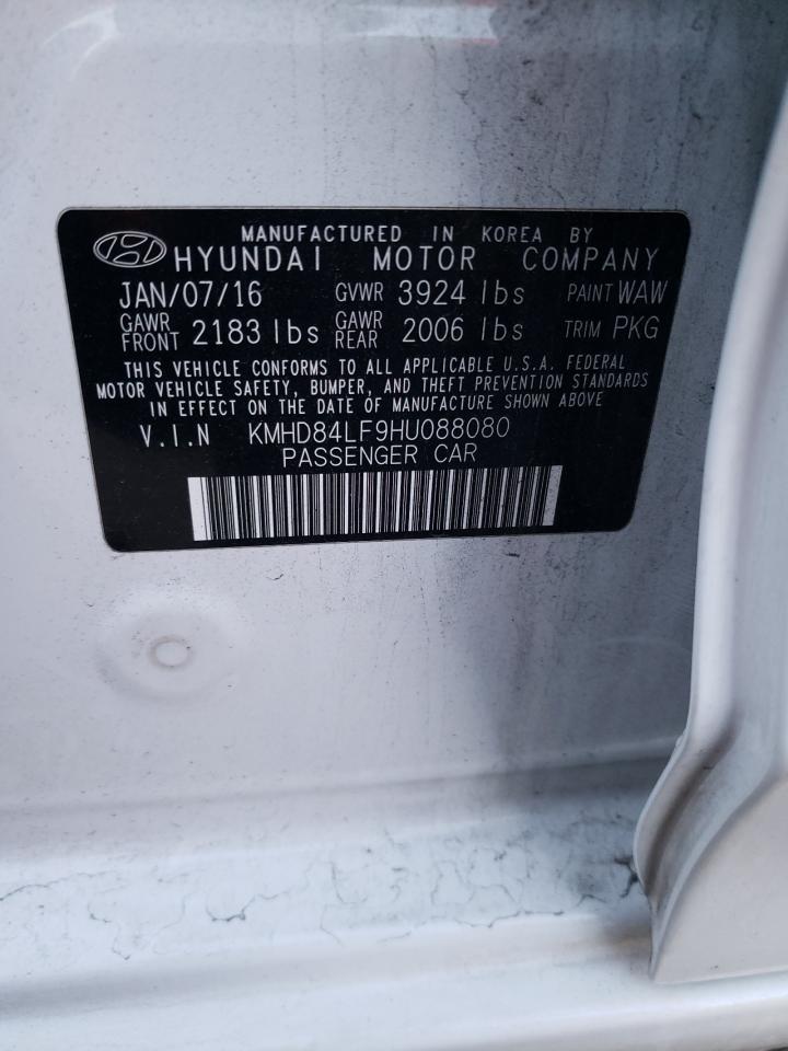 2017 Hyundai Elantra VIN KMHD84LF9HU088080 Copart auction photo, all over damage thumbnail 12