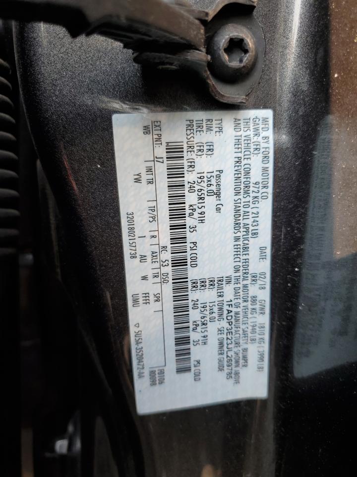 2018 Ford Focus VIN 1FADP3E23JL269785 Copart auction photo, side / rear end damage thumbnail 12