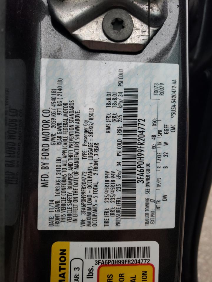 2015 Ford Fusion VIN 3FA6P0H99FR204772 Copart auction photo, front end damage thumbnail 13
