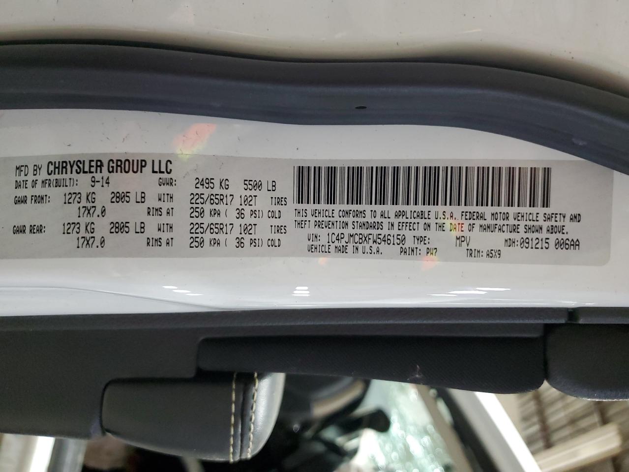 2015 Jeep Grand Cherokee VIN 1C4PJMCBXFW546150 Copart auction photo, all over damage thumbnail 13