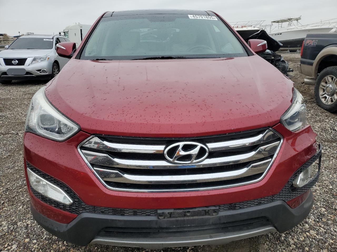 2013 Hyundai Santa Fe VIN 5XYZWDLA8DG053191 Copart auction photo, front end / side damage thumbnail 5