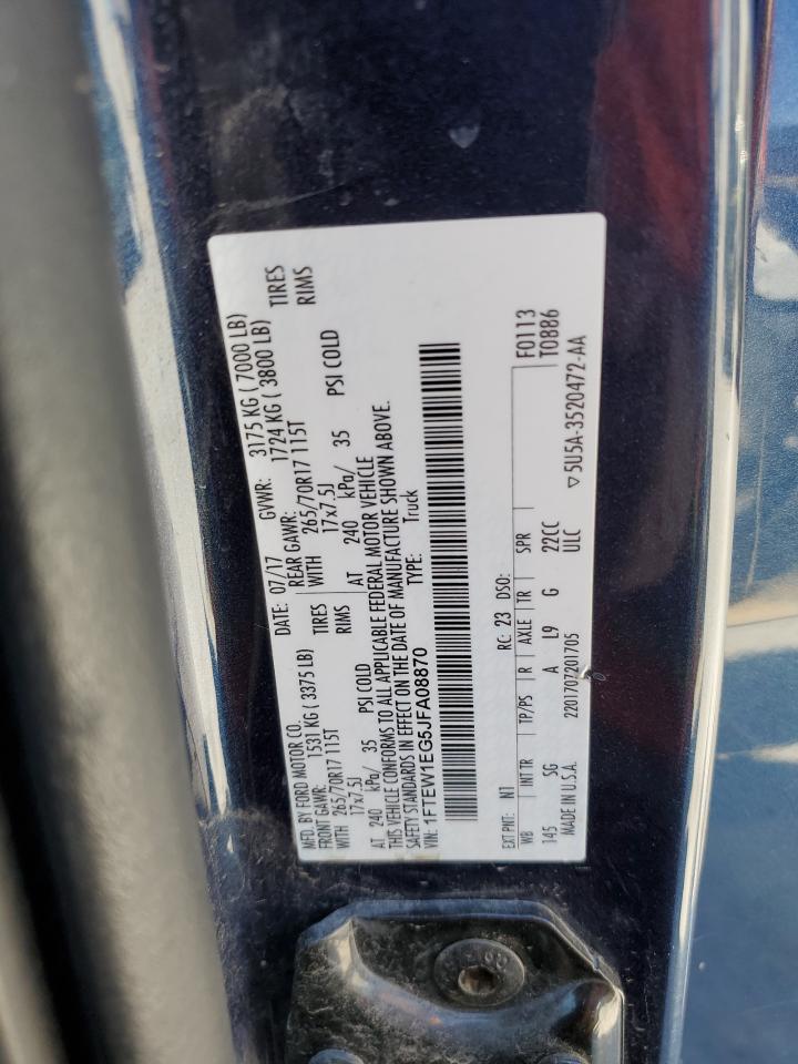 2018 Ford F-150 VIN 1FTEW1EG5JFA08870 Copart auction photo, all over damage thumbnail 15