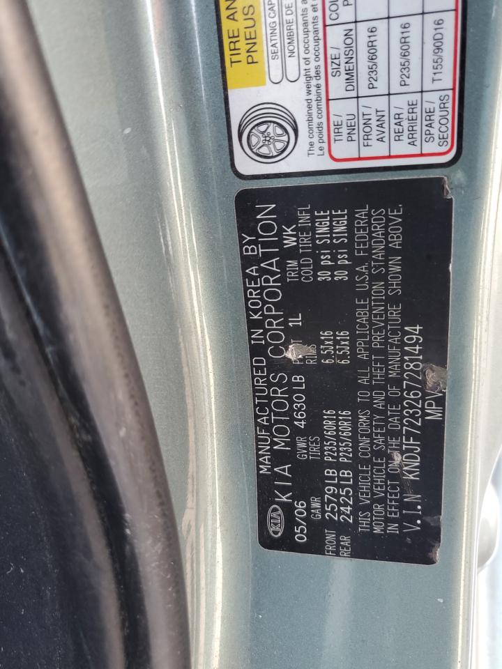 2006 KIA Sportage VIN KNDJF723267281494 Copart auction photo, front end damage thumbnail 13