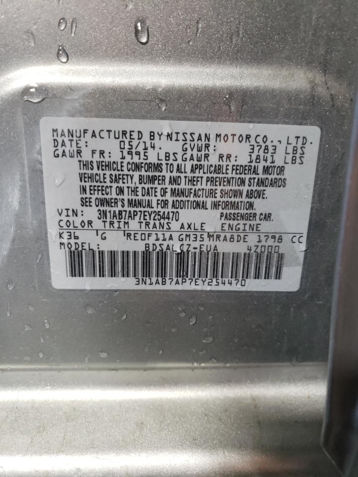 2014 Nissan Sentra VIN 3N1AB7AP7EY254470 Copart auction photo, rear end damage thumbnail 12