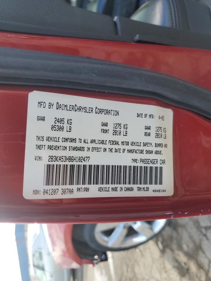2006 Dodge Charger VIN 2B3KA53H86H102477 Copart auction photo, vandalism / front end damage thumbnail 13