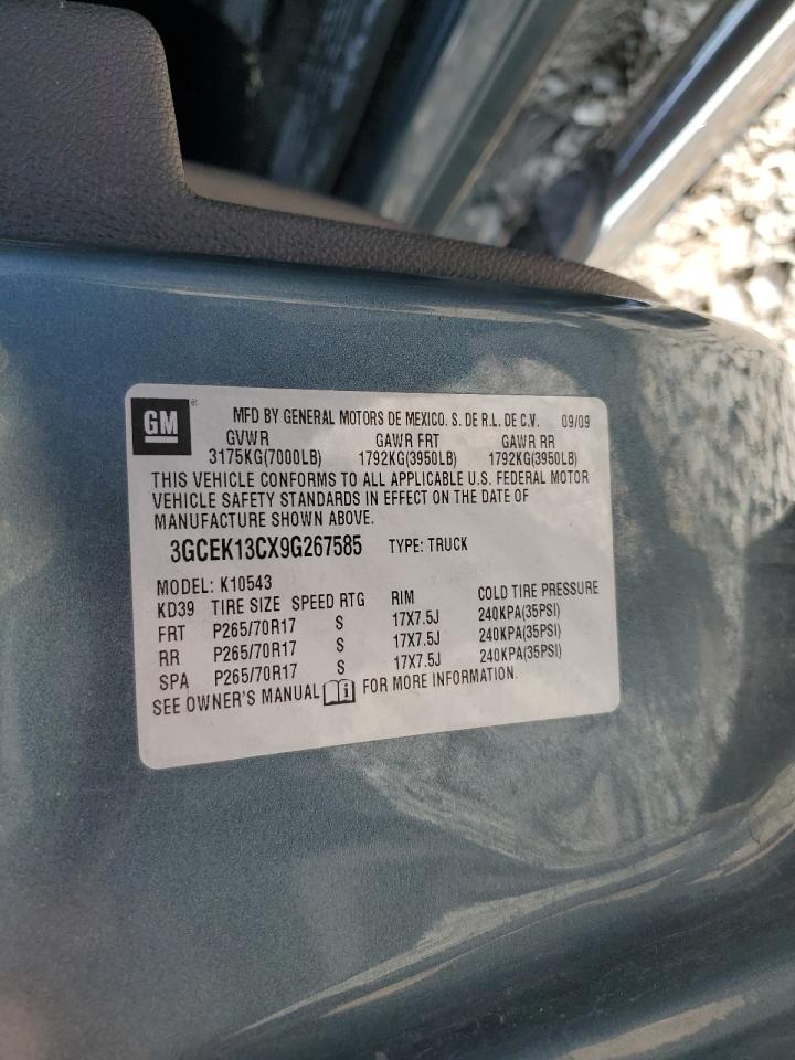 2009 Chevrolet Silverado VIN 3GCEK13CX9G267585 Copart auction photo, front end damage thumbnail 14