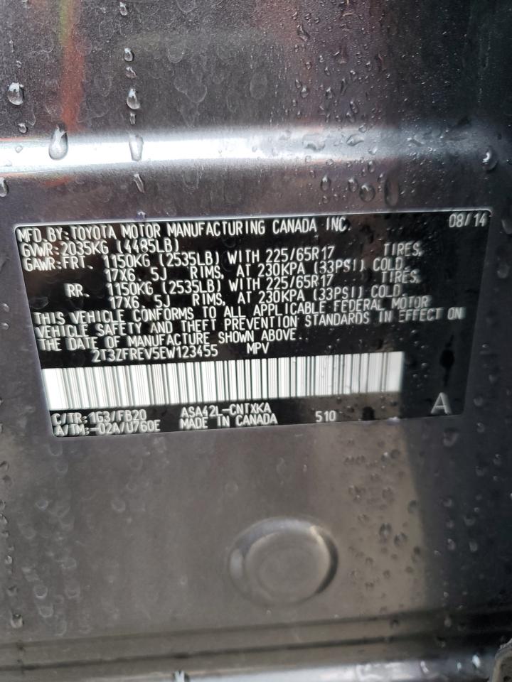 2014 Toyota RAV 4 VIN 2T3ZFREV5EW123455 Copart auction photo, front end damage thumbnail 13