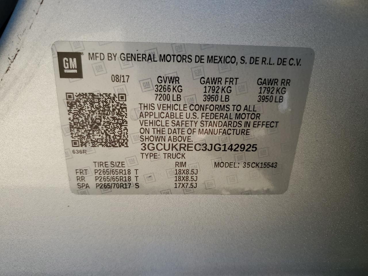 2018 Chevrolet Silverado VIN 3GCUKREC3JG142925 Copart auction photo, front end / side damage thumbnail 12