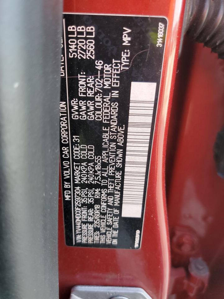 2015 Volvo XC60 VIN YV440MDC0F2597304 Copart auction photo, side / minor dent/scratches damage thumbnail 15