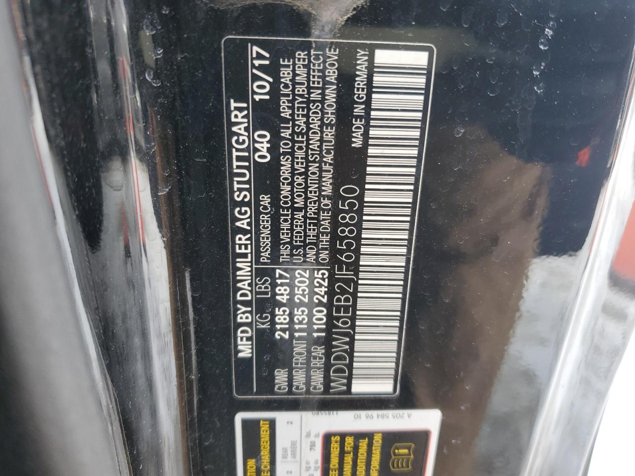 2018 Mercedes-Benz C-klasse VIN WDDWJ6EB2JF658850 Copart auction photo, front end / minor dent/scratches damage thumbnail 12