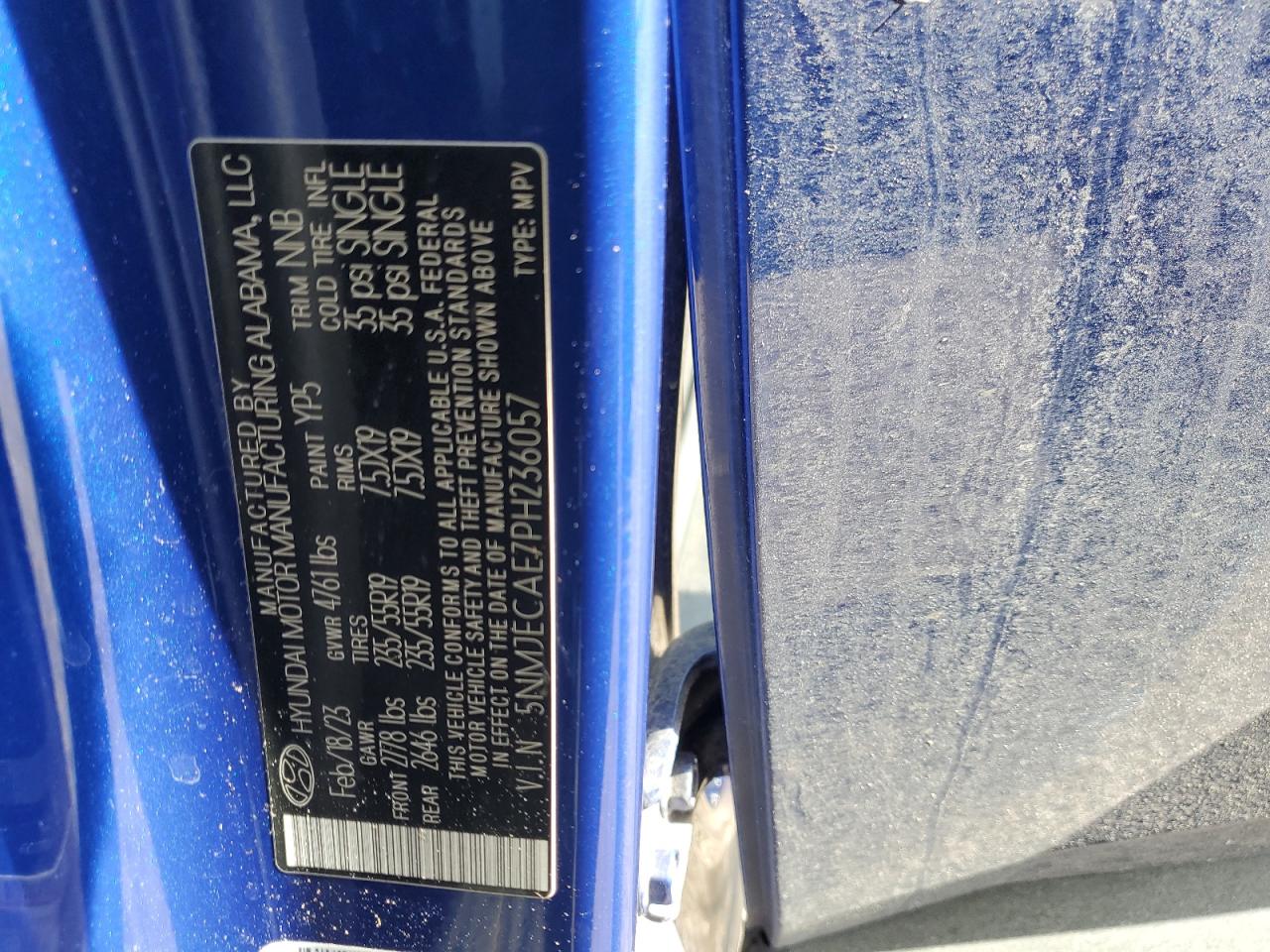 2023 Hyundai Tucson VIN 5NMJECAE7PH236057 Copart auction photo, front end damage thumbnail 14