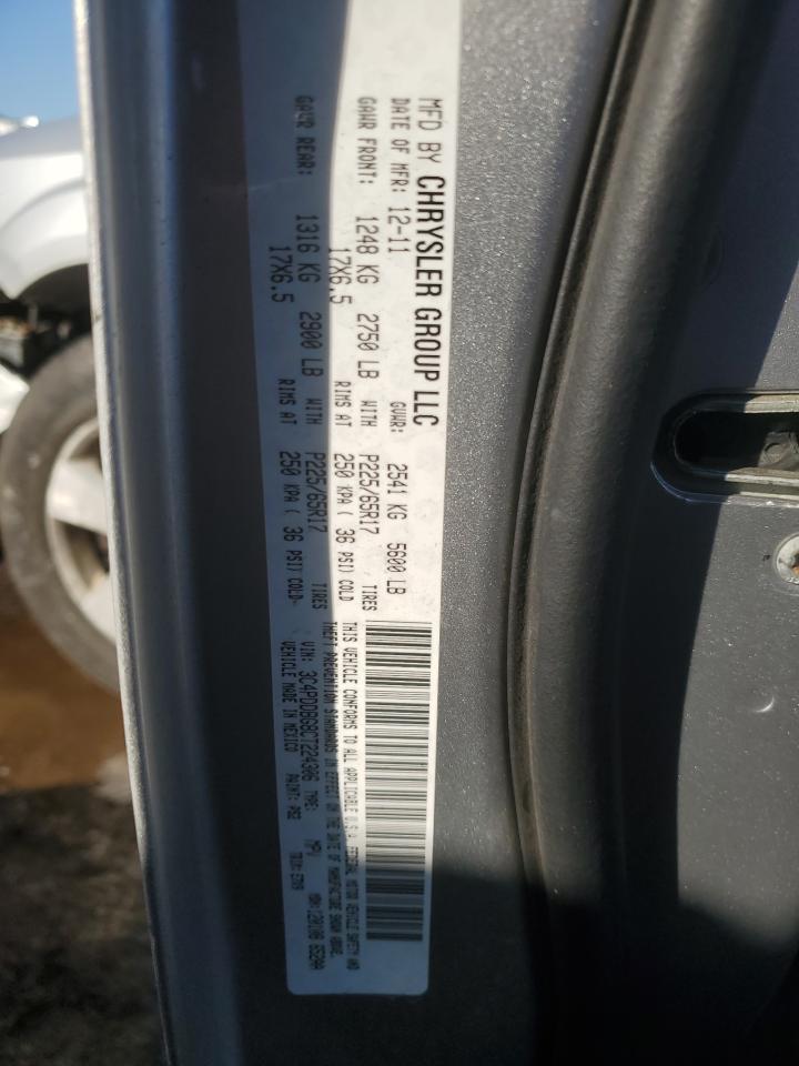 2012 Dodge Journey VIN 3C4PDDBG8CT224306 Copart auction photo, front end damage thumbnail 15