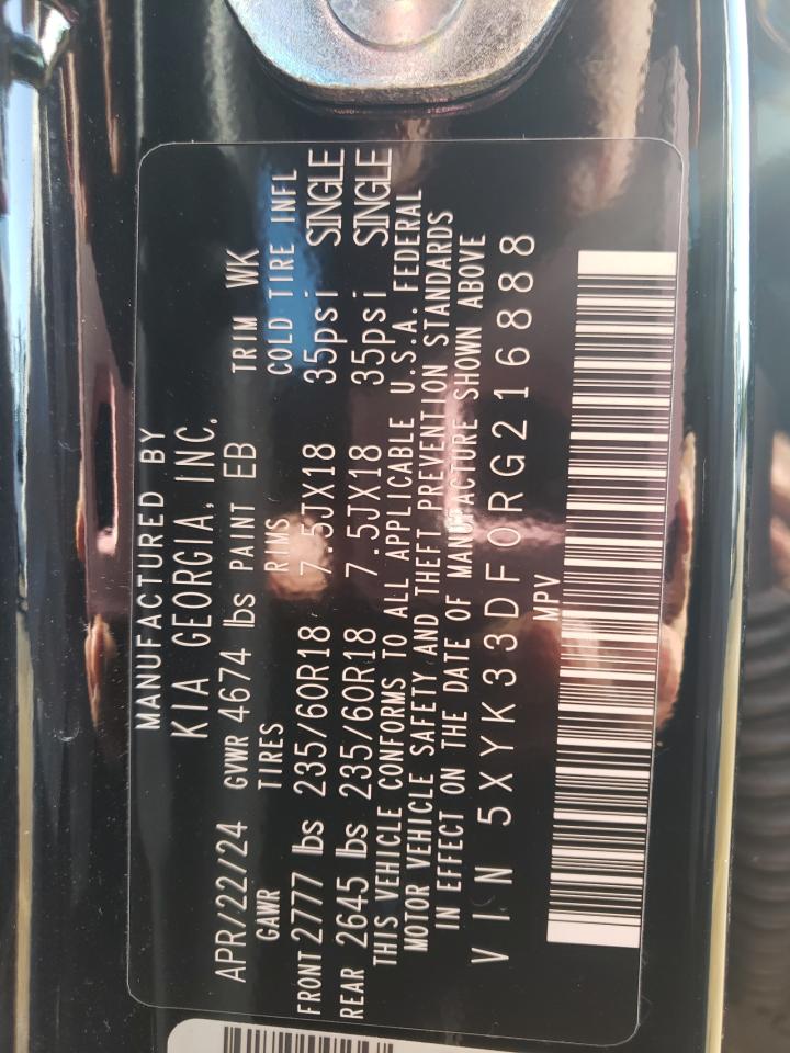 2024 KIA Sportage VIN 5XYK33DF0RG216888 Copart auction photo, front end damage thumbnail 15