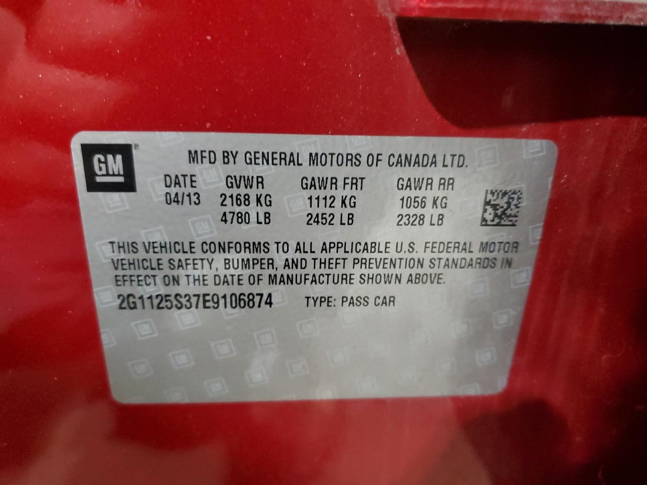 2014 Chevrolet Impala VIN 2G1125S37E9106874 Copart auction photo, front end / side damage thumbnail 12